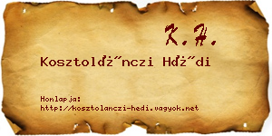 Kosztolánczi Hédi névjegykártya